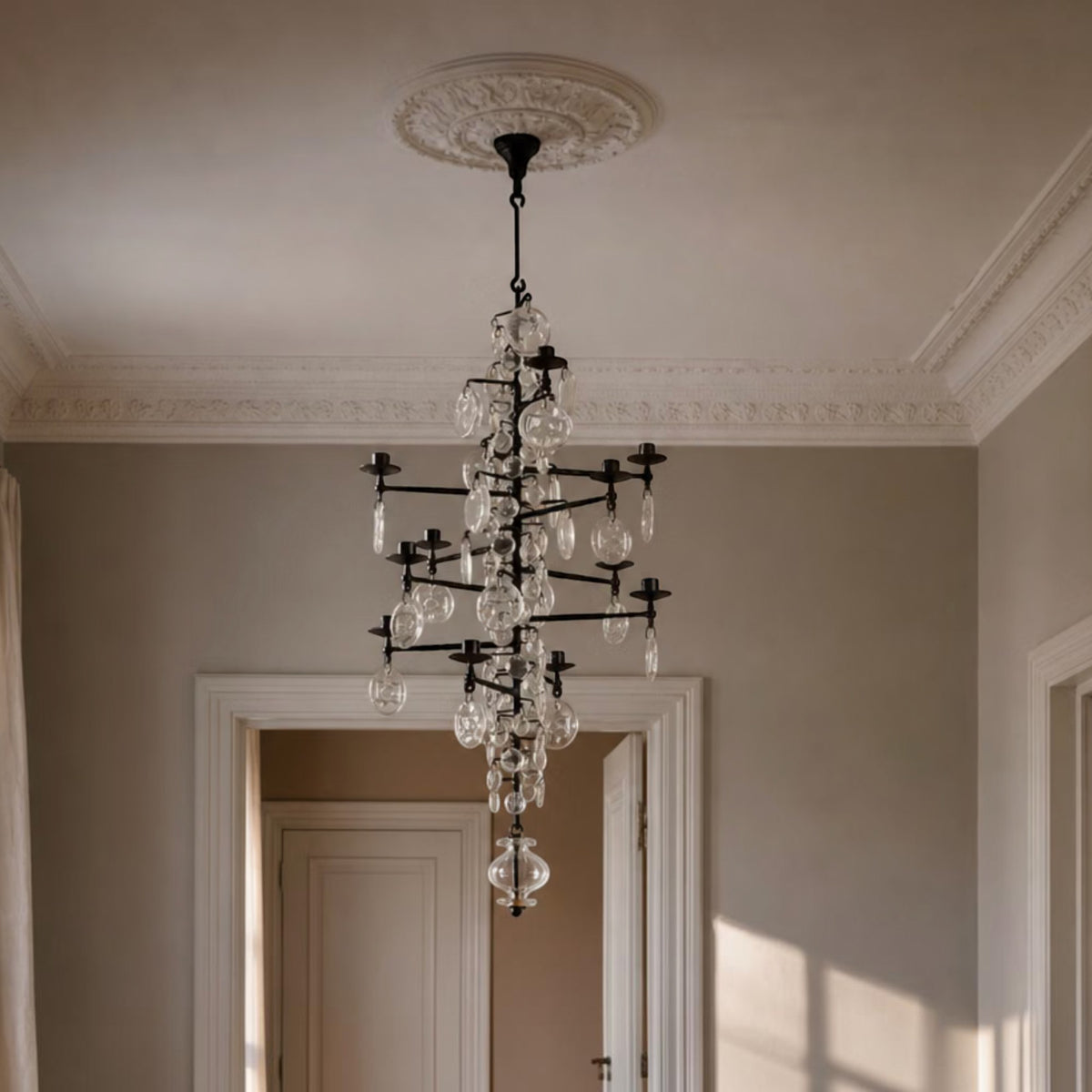 Mid-Century Swedish Erik Höglund 12-Light Chandelier