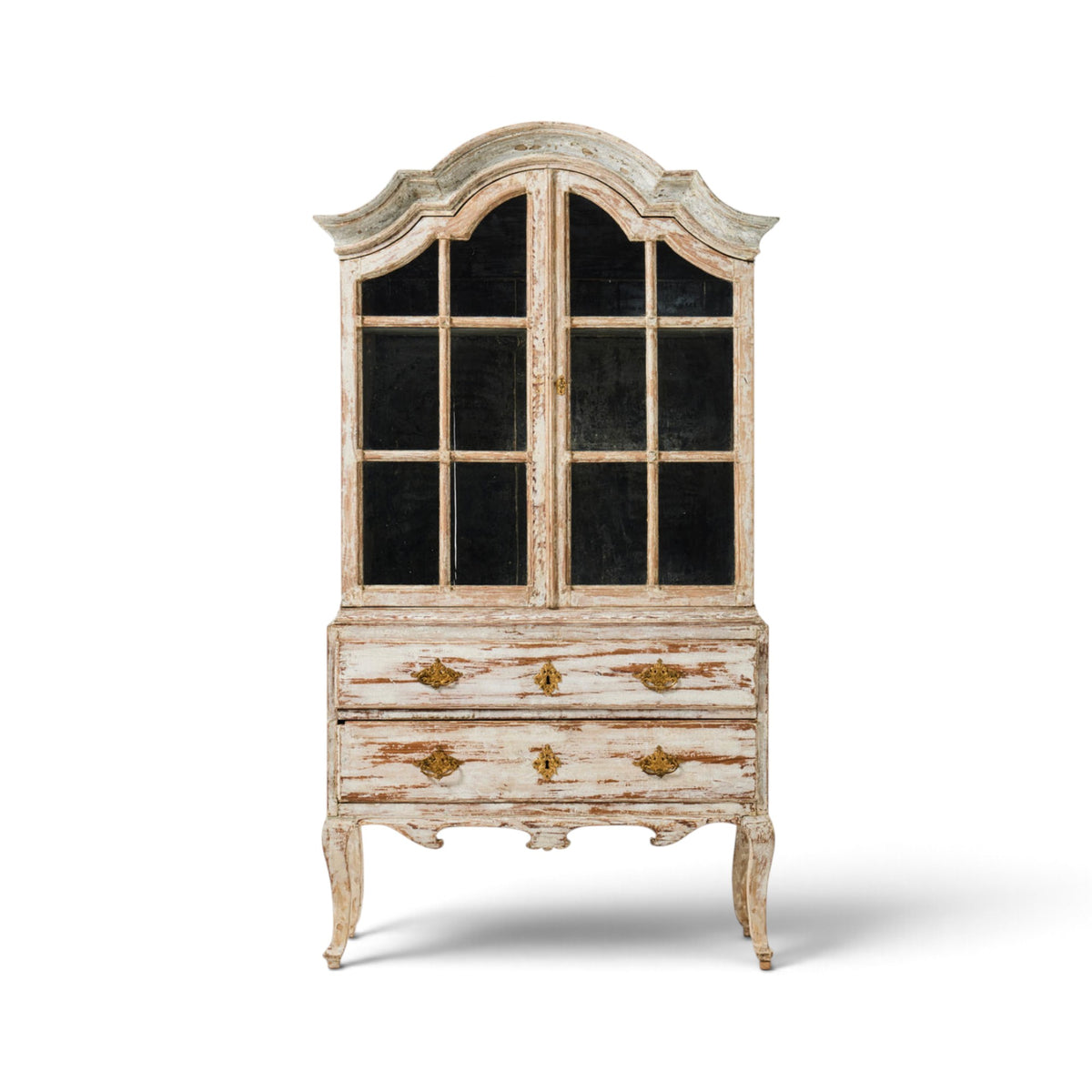 18th Century Swedish Rococo Cabinet with Glass in Doors from Stockholm