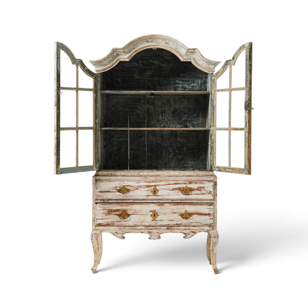 18th Century Swedish Rococo Cabinet with Glass in Doors from Stockholm