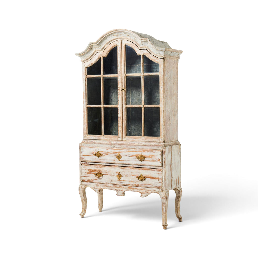 18th Century Swedish Rococo Cabinet with Glass in Doors from Stockholm