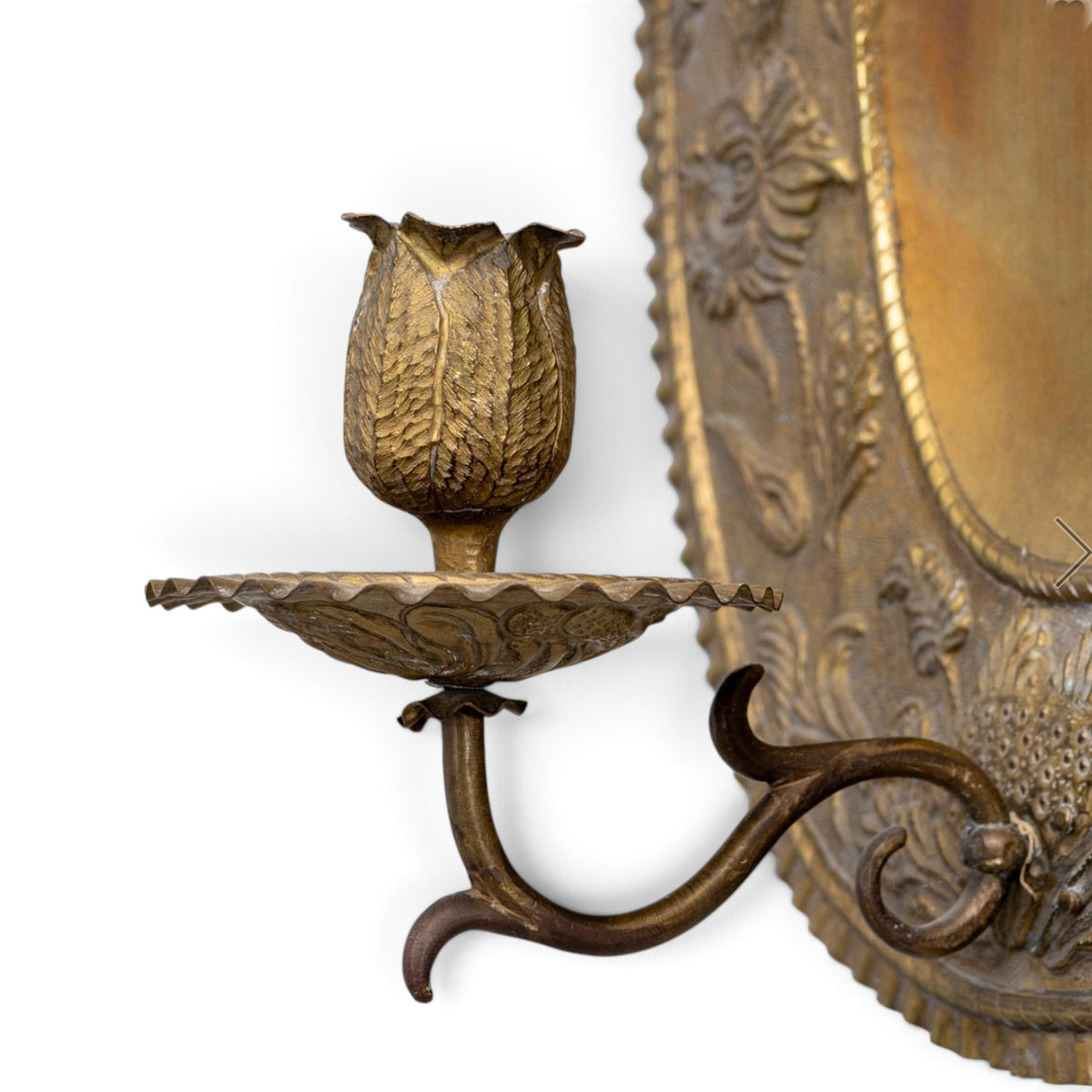 18th Century Swedish Pair of Brass Baroque Style Sconces