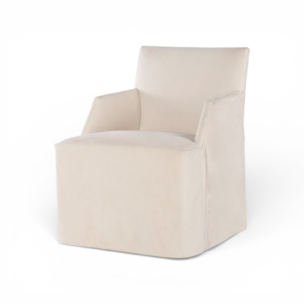 Stefano Skirted Chair - Taupe Suede