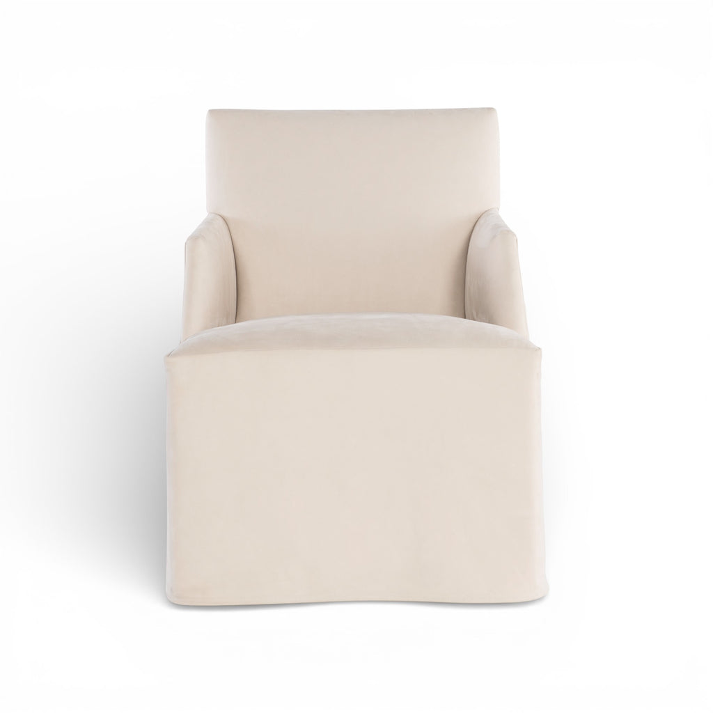 Stefano Skirted Chair - Taupe Suede