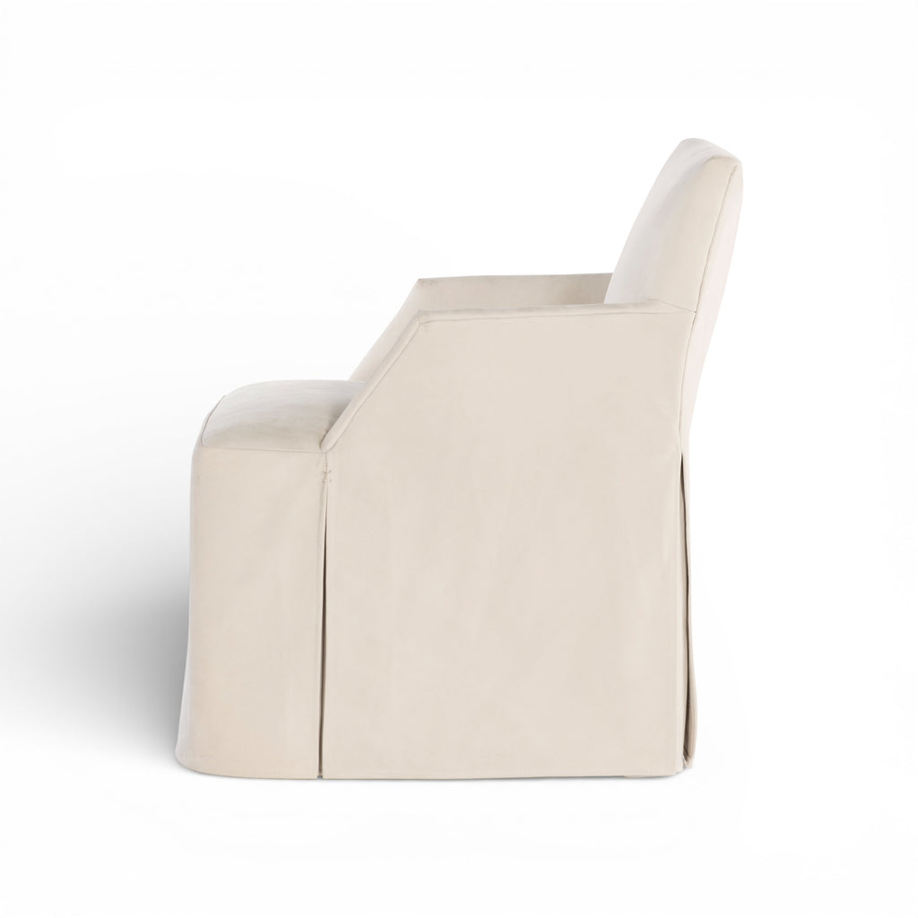 Stefano Skirted Chair - Taupe Suede