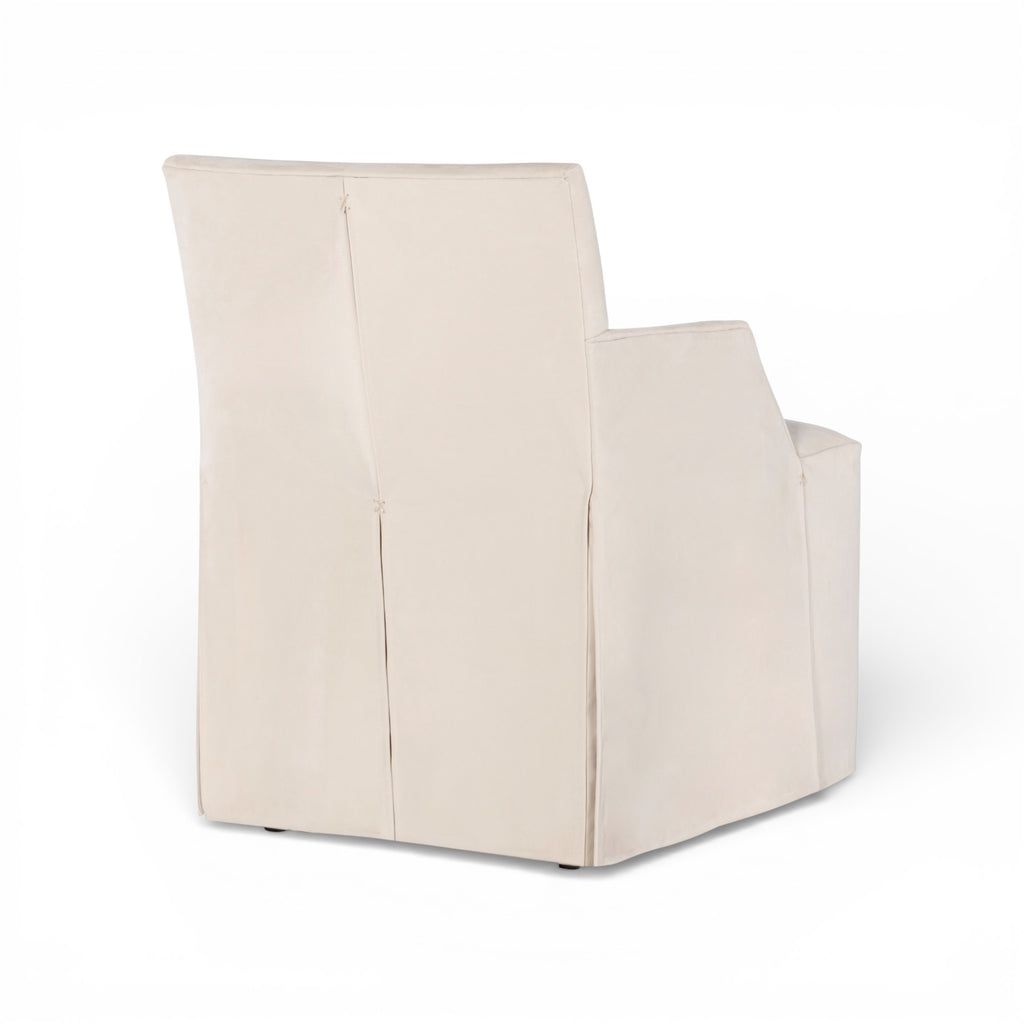 Stefano Skirted Chair - Taupe Suede