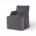 Stefano Skirted Chair - Charcoal Suede