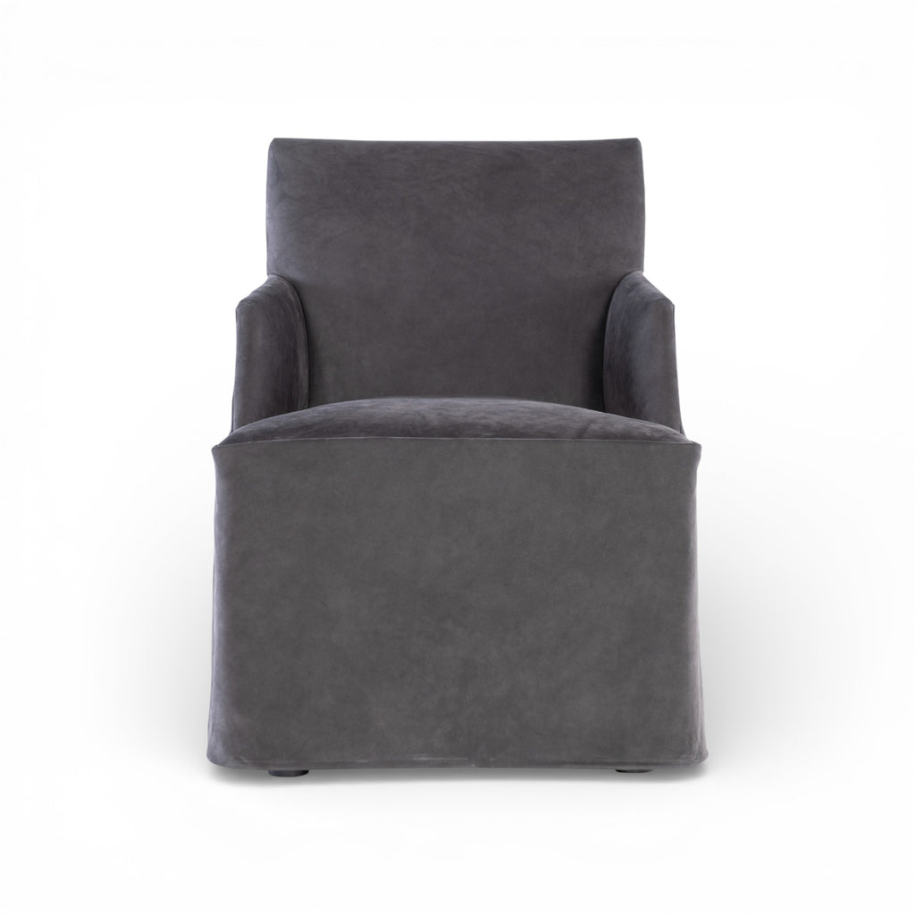 Stefano Skirted Chair - Charcoal Suede