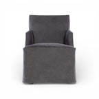 Stefano Skirted Chair - Charcoal Suede