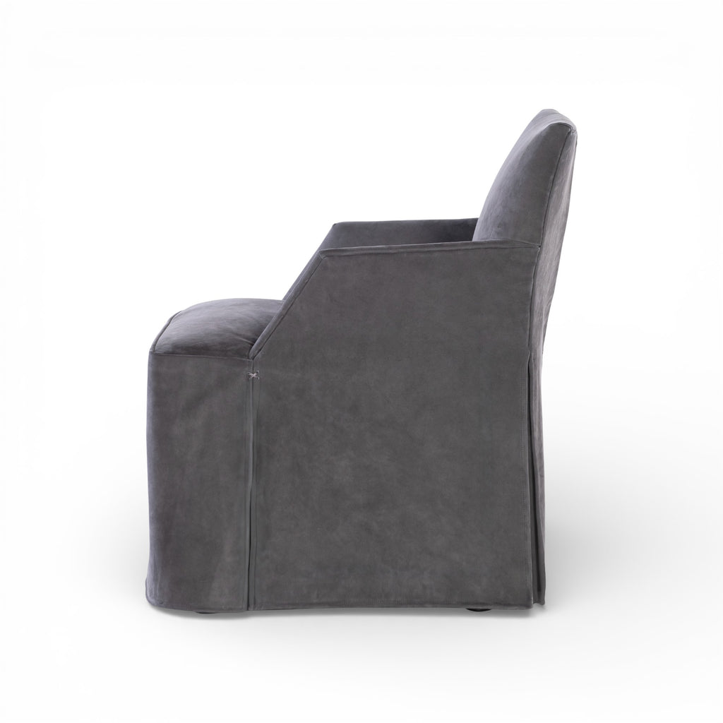 Stefano Skirted Chair - Charcoal Suede