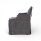 Stefano Skirted Chair - Charcoal Suede