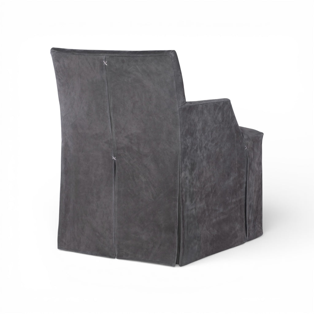 Stefano Skirted Chair - Charcoal Suede