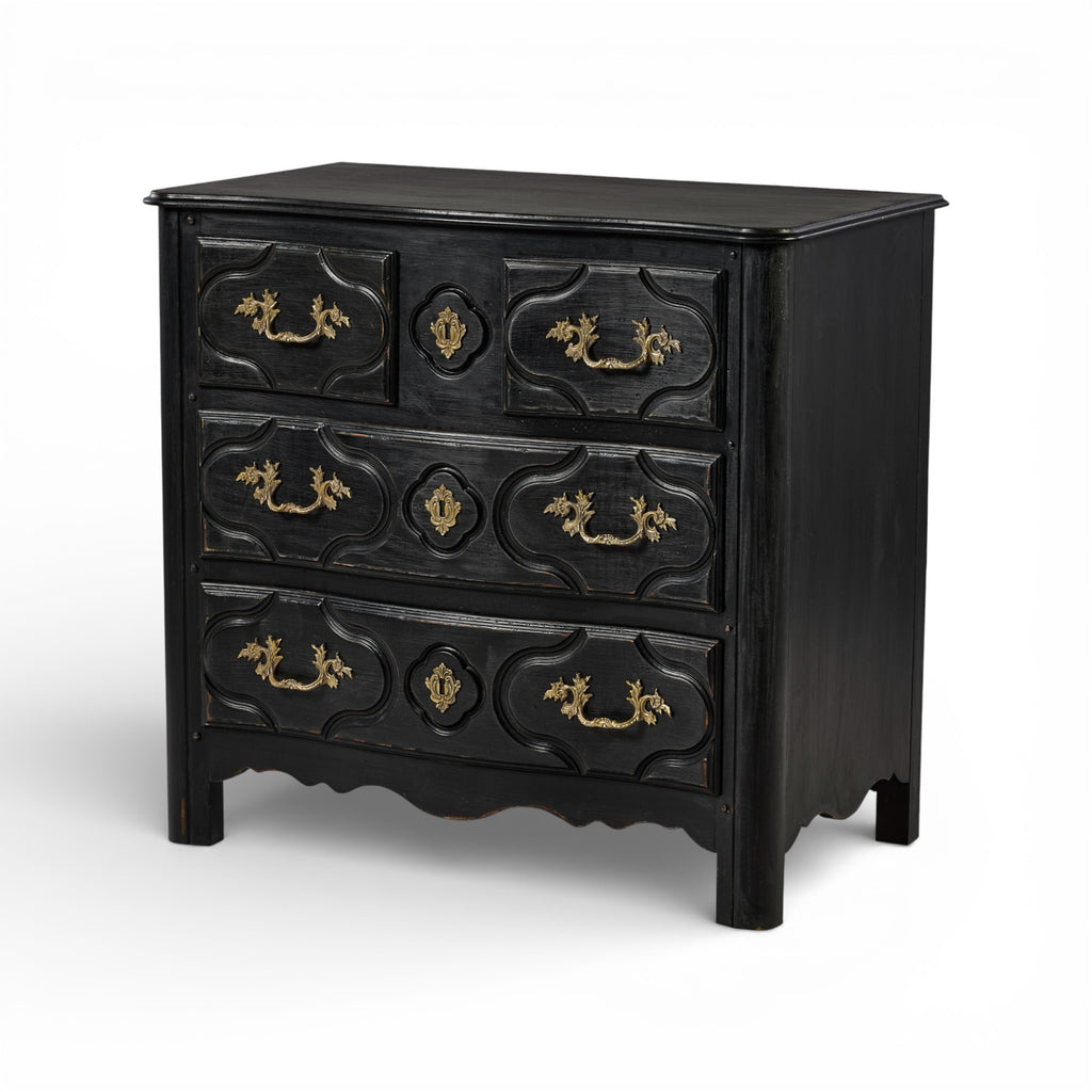 Louis XIV Nightstand - French Ebonized Noir