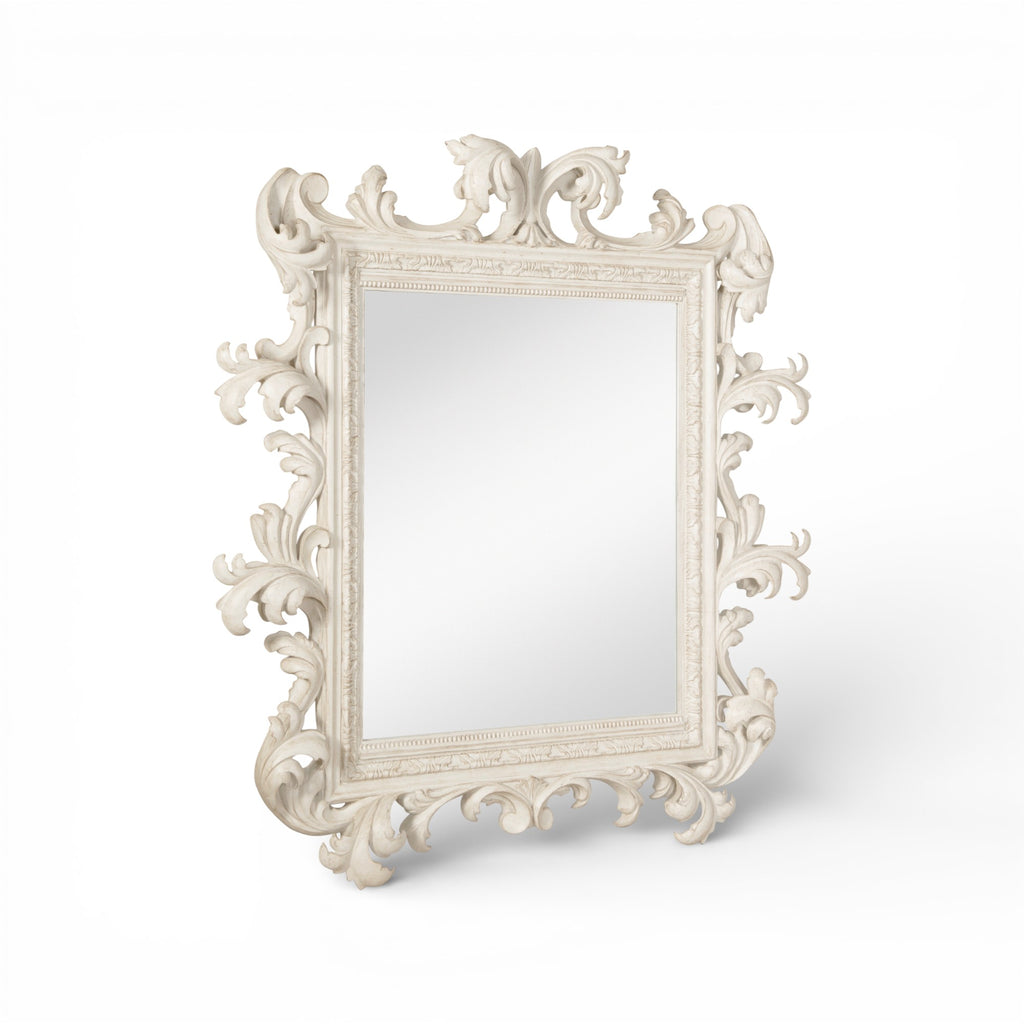 Italian Rococo Mirror - French Painted Blanc