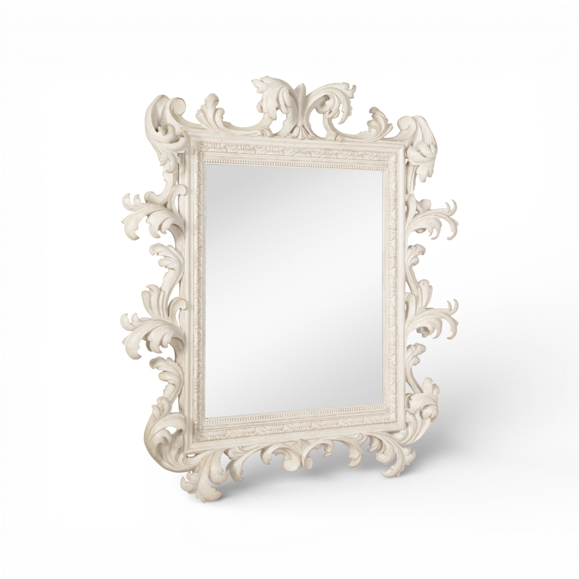 Italian Rococo Mirror - French Painted Blanc