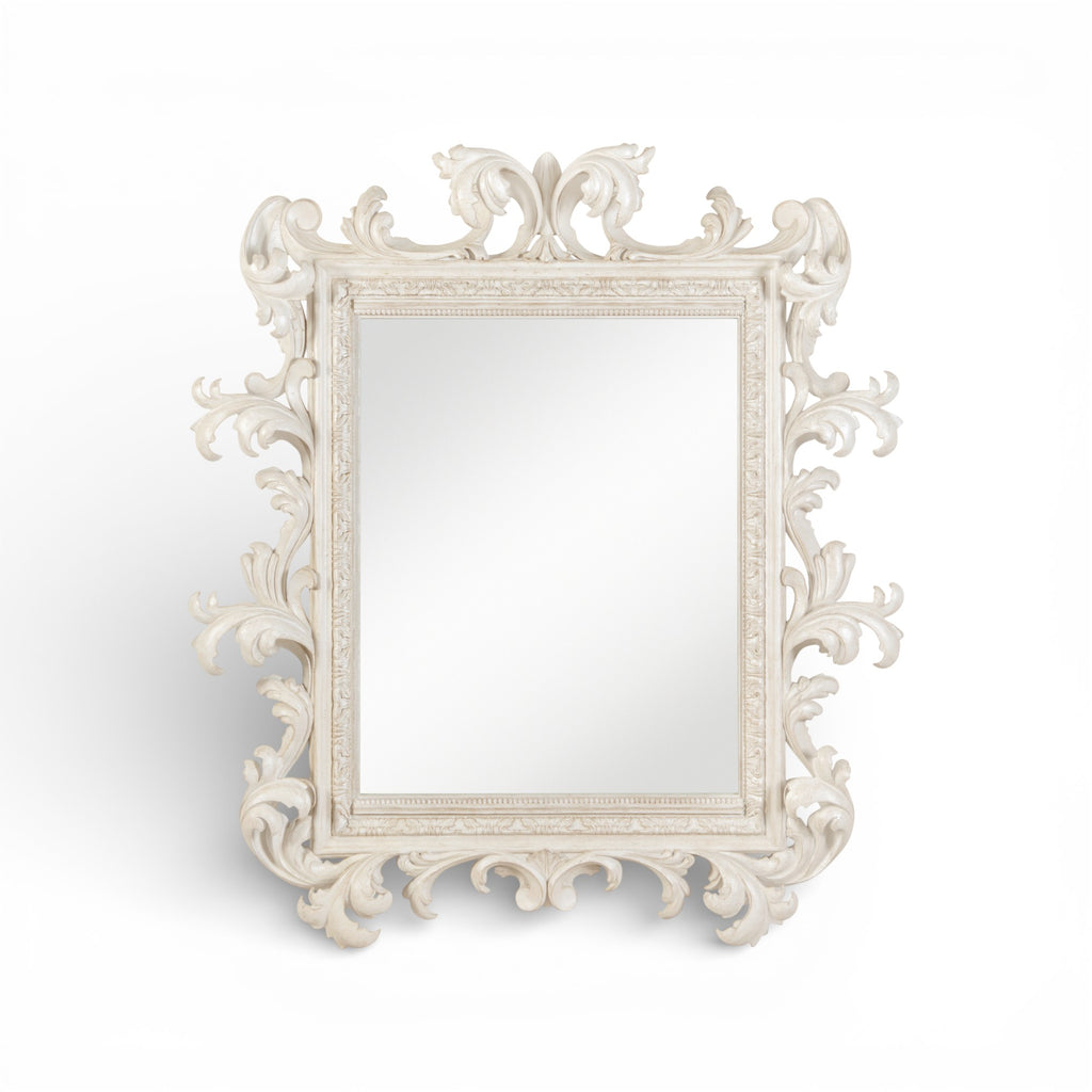 Italian Rococo Mirror - French Painted Blanc