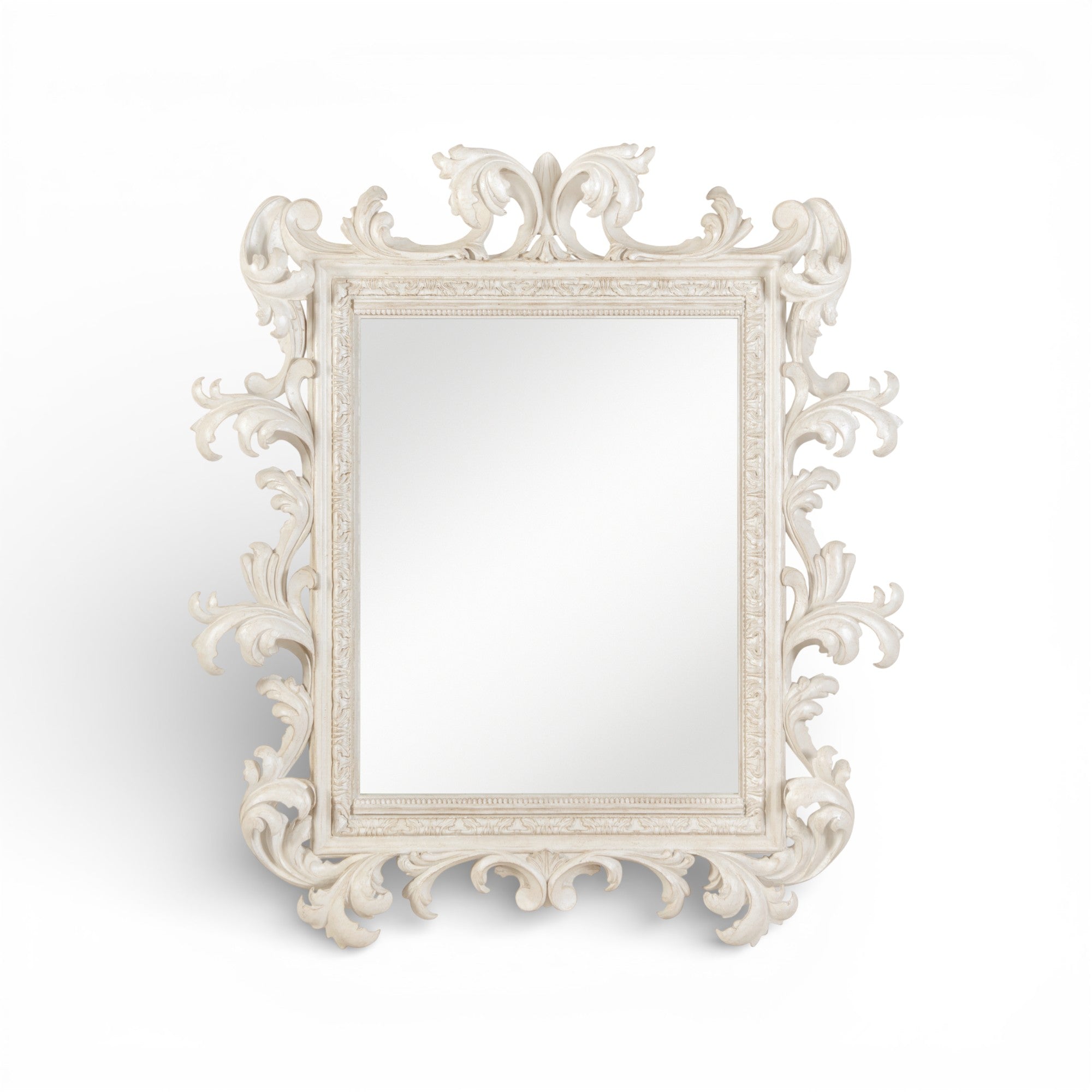Italian Rococo Mirror - French Painted Blanc