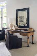 Stefano Skirted Chair - Charcoal Suede