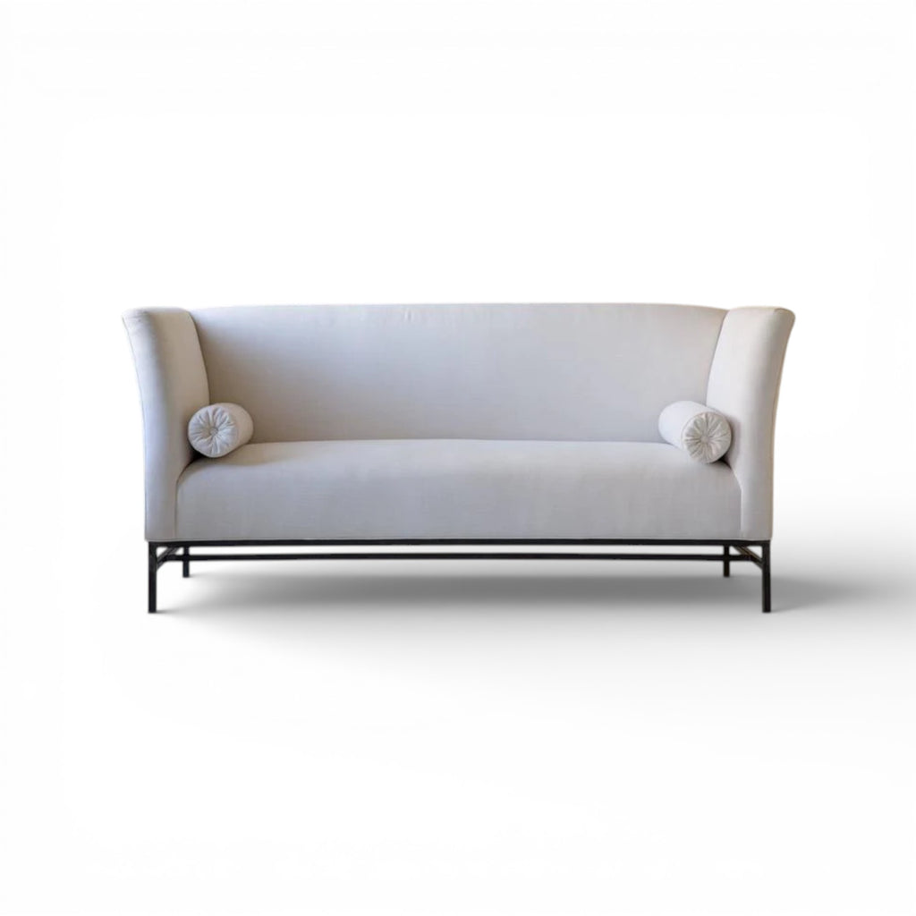 Maison Contemporary Linen Sofa with Iron Base
