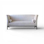Maison Contemporary Linen Sofa with Iron Base