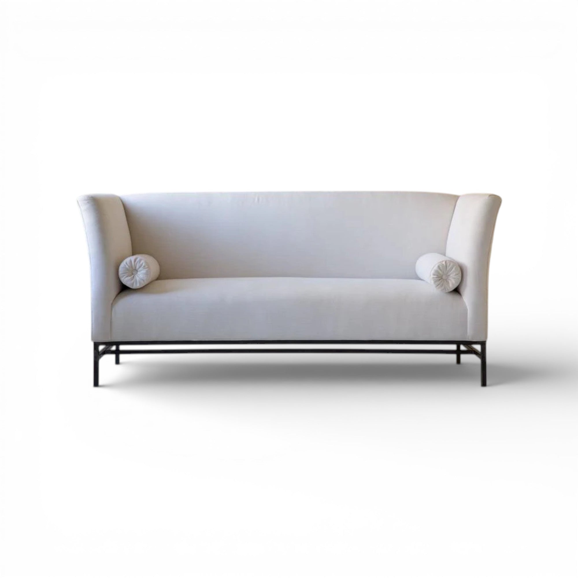 Maison Contemporary Linen Sofa with Iron Base