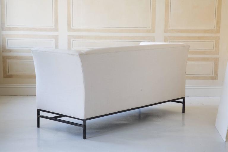 Maison Contemporary Linen Sofa with Iron Base