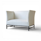 Maison Contemporary Loveseat in Linen with Iron Base