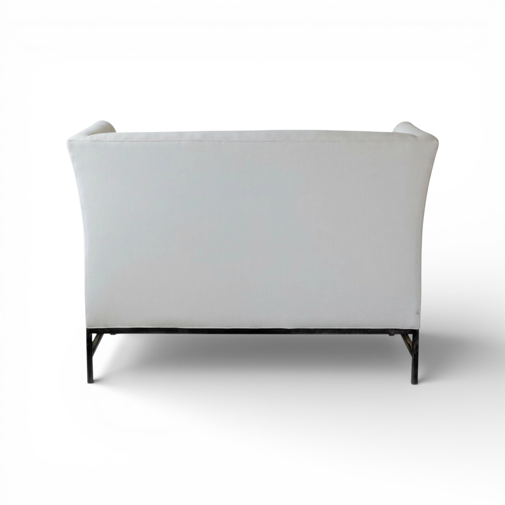 Maison Contemporary Loveseat in Linen with Iron Base