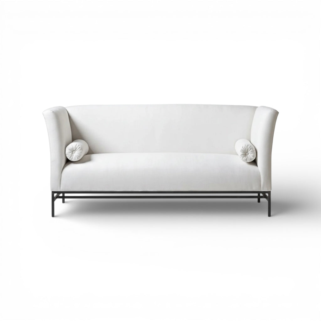 Maison Contemporary Linen Sofa with Iron Base