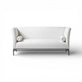 Maison Contemporary Linen Sofa with Iron Base