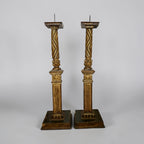 Antique Italian Column Fragment Candlesticks