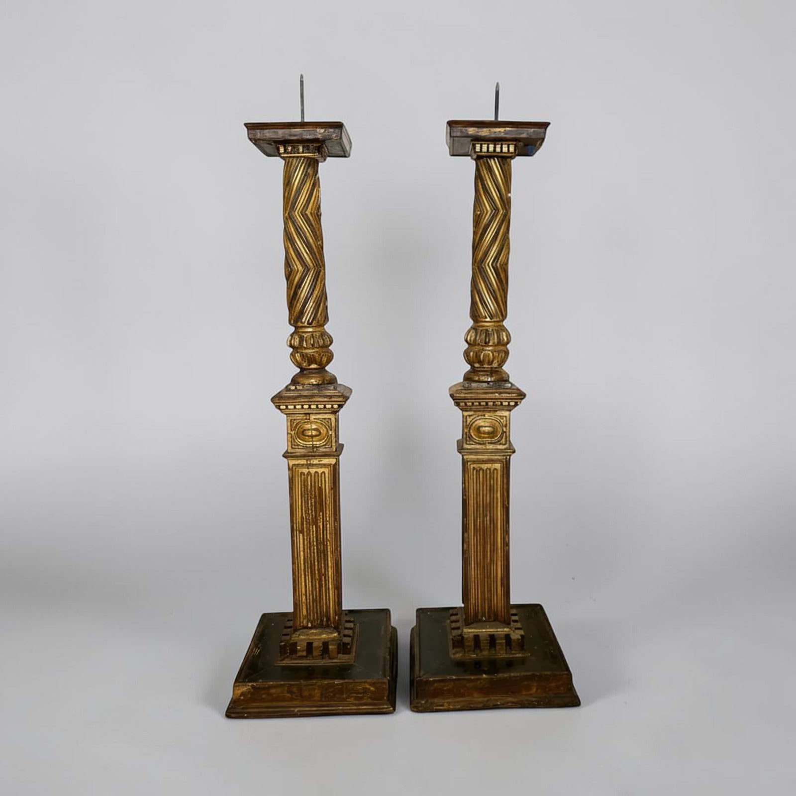 Antique Italian Column Fragment Candlesticks
