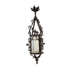 19th Century French Napoleon III Black Iron Antique Lantern with Fleur de Lis Detail