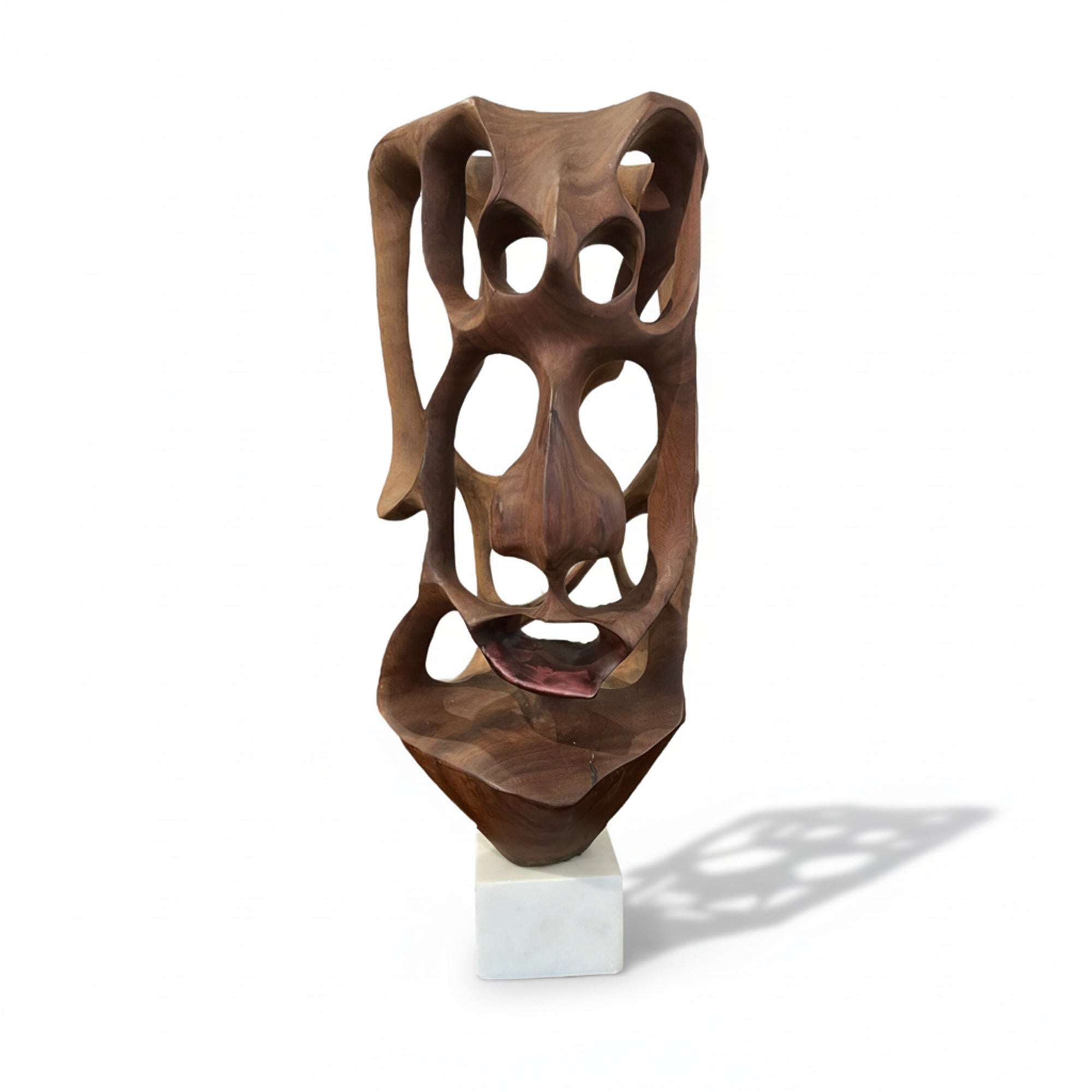 Cuban School Carved Wooden Abstract Sculpture