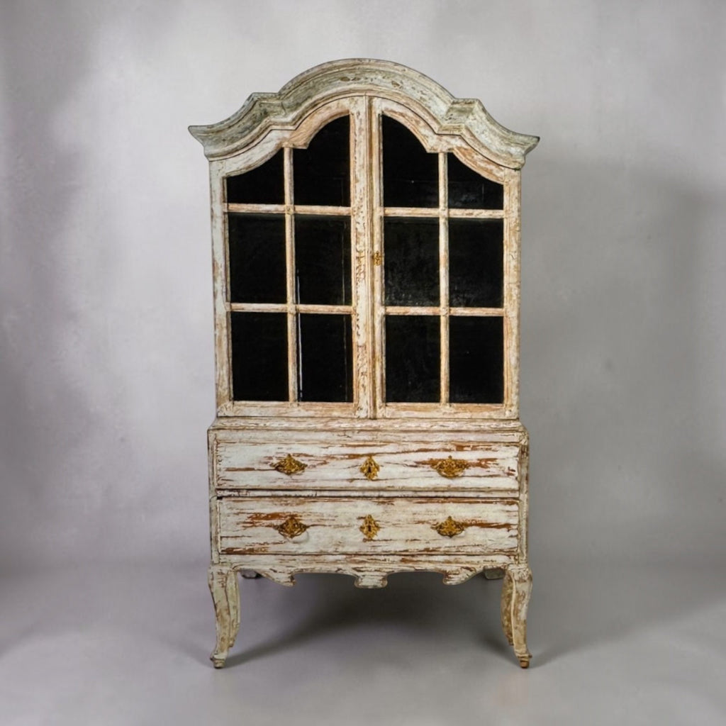 18th Century Swedish Rococo Cabinet with Glass in Doors from Stockholm