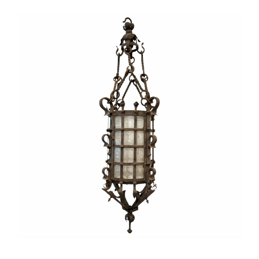 19th Century French Napoleon III Black Iron Antique Lantern