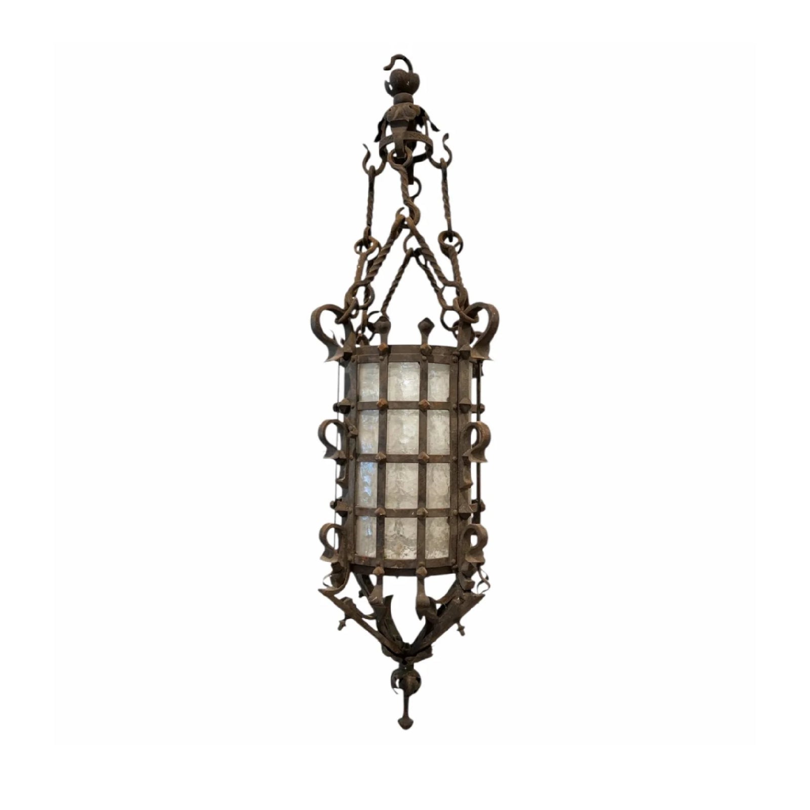 19th Century French Napoleon III Black Iron Antique Lantern