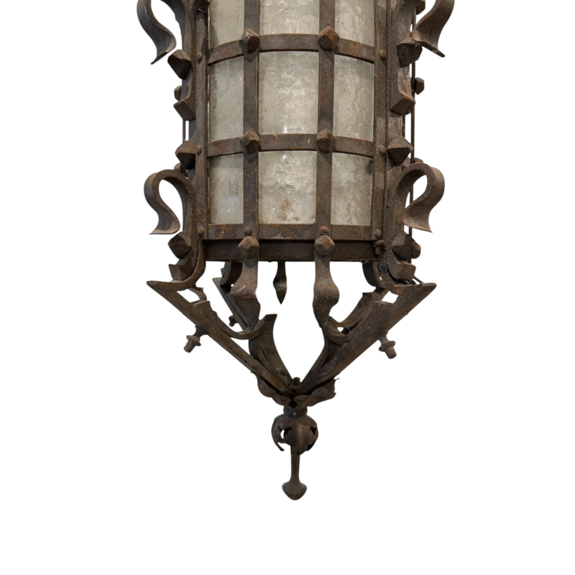 19th Century French Napoleon III Black Iron Antique Lantern