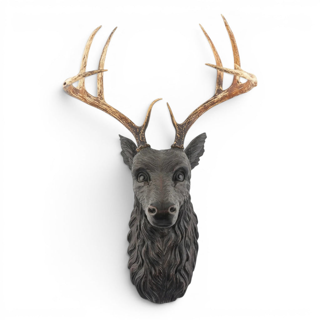 19th Century Black Forest Oak Stag Wall Mount