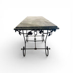 Pair of 19th Century French Marble Top Iron Consoles with Grape Detail
