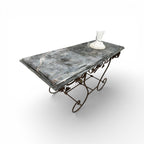 Pair of 19th Century French Marble Top Iron Consoles with Grape Detail