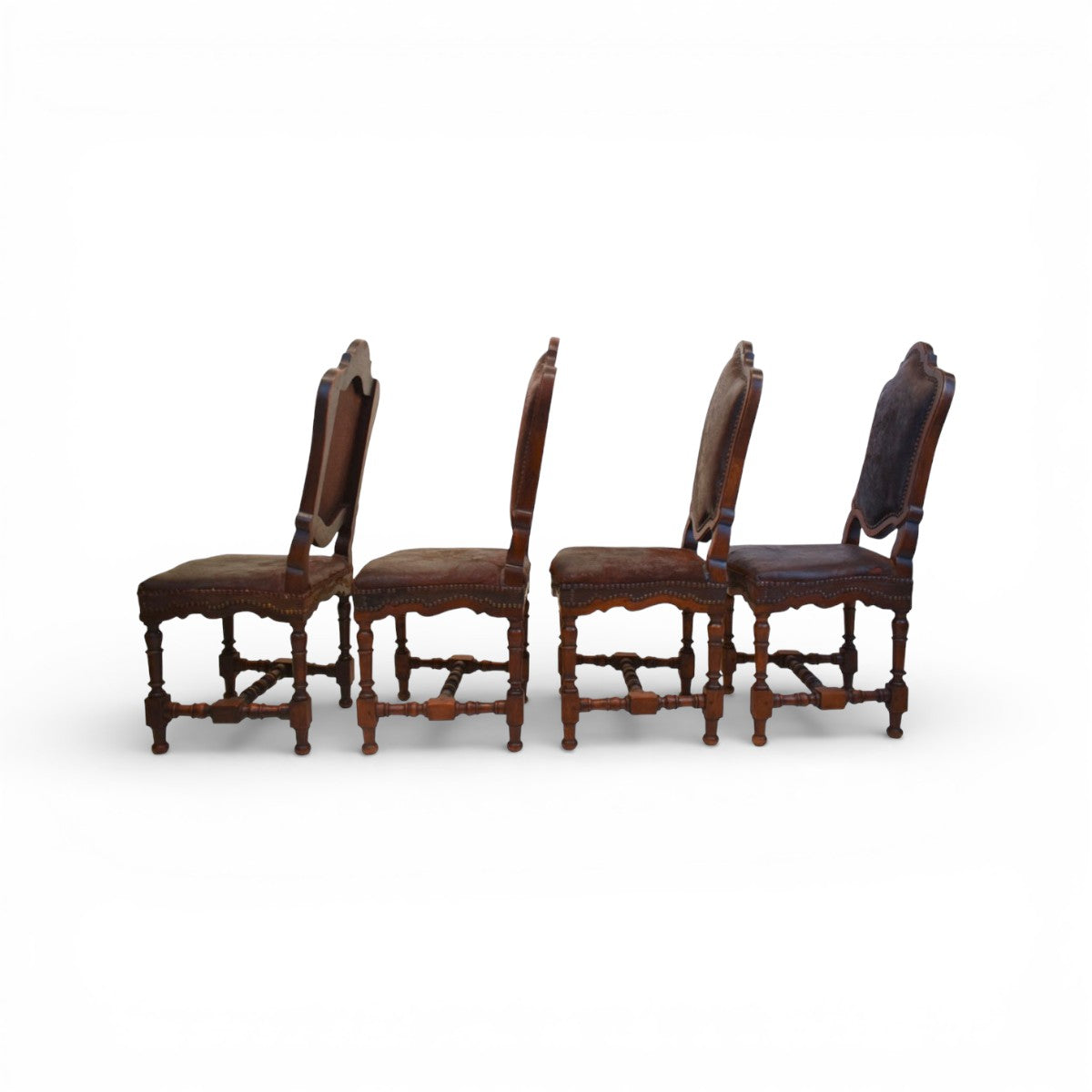 Set of 8 18th Century Venetian Leather Dining Chairs