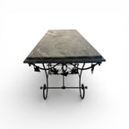 Pair of 19th Century French Marble Top Iron Consoles with Grape Detail