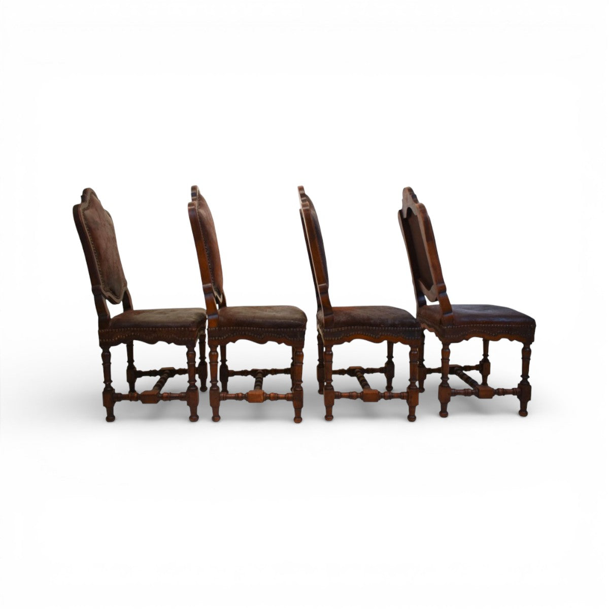 Set of 8 18th Century Venetian Leather Dining Chairs