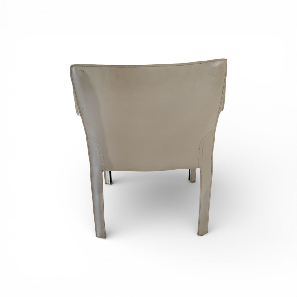 Set of Four White Leather Cab Armchairs by Cassina