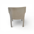 Set of Four White Leather Cab Armchairs by Cassina