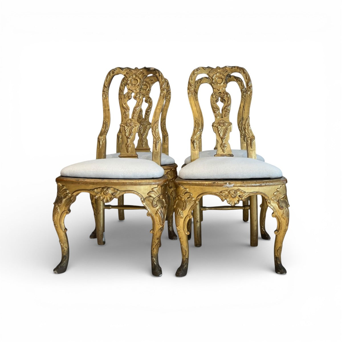 Set of 4 18th Century Italian Gilded Chairs from Lucca