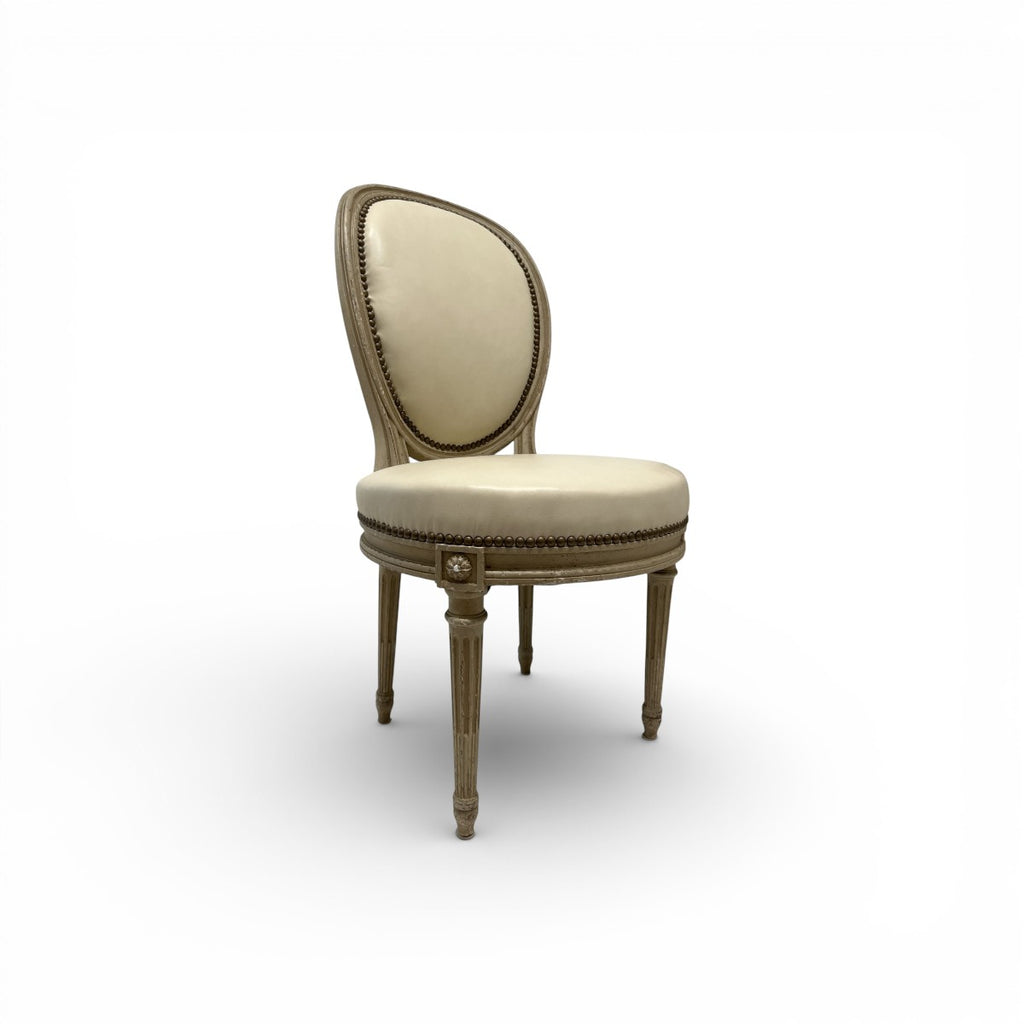Set of 12 Oval Back Chairs with Leather