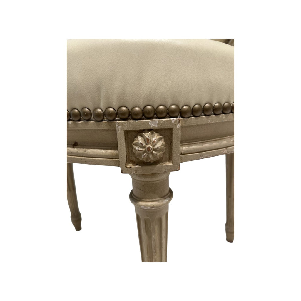 Set of 12 Oval Back Chairs with Leather