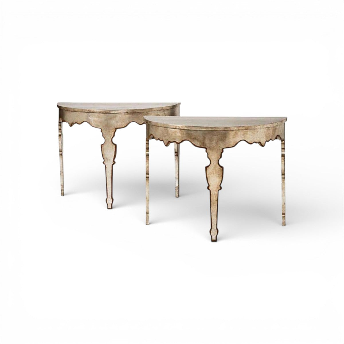 Maison Italian Console in Silver Leaf