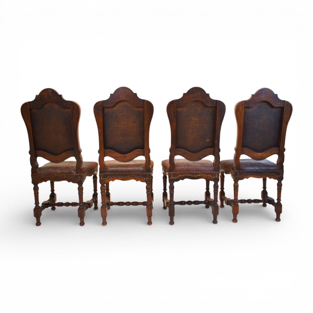 Set of 8 18th Century Venetian Leather Dining Chairs